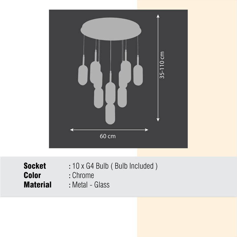 Luminaire suspendu cylindrique à 8 lumières