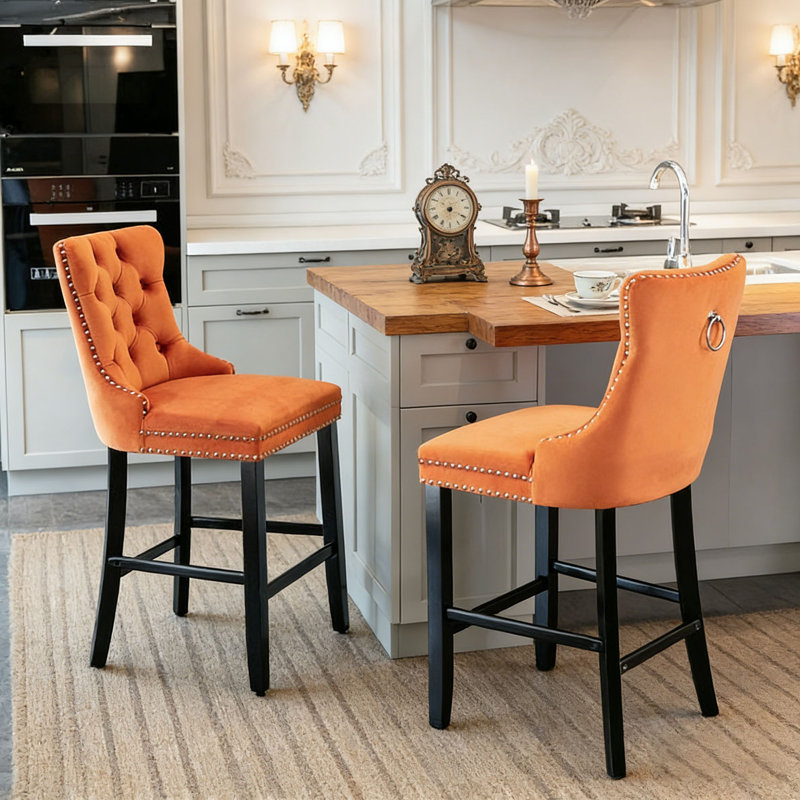 Chaise de salle à manger rembourrée moderne, Orange