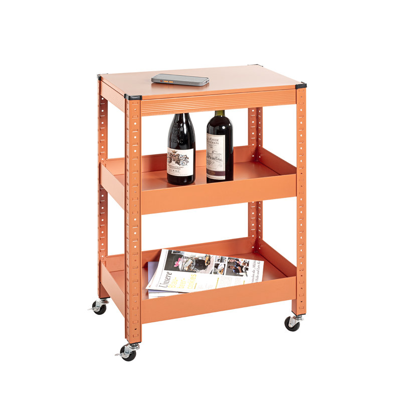 Serving Trolley with 3 shelves, 50 x 75 x 32 cm, Orange