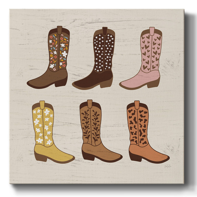 Bottes de cow-boy sur toile, H 8 po x l 8 po x P 1,5 po