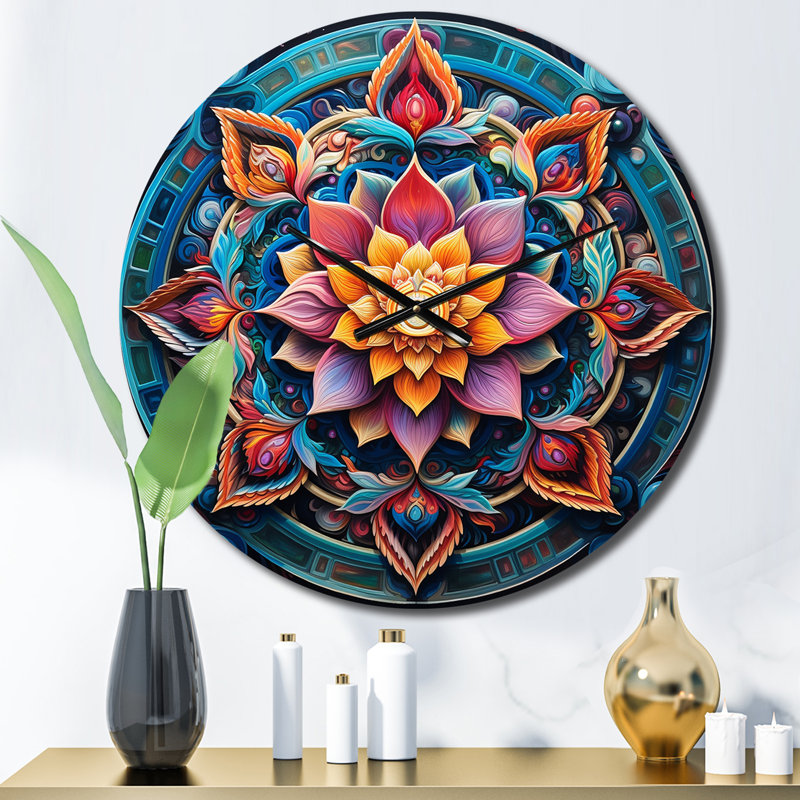 Horloge murale antique en métal Mandala, Moyenne