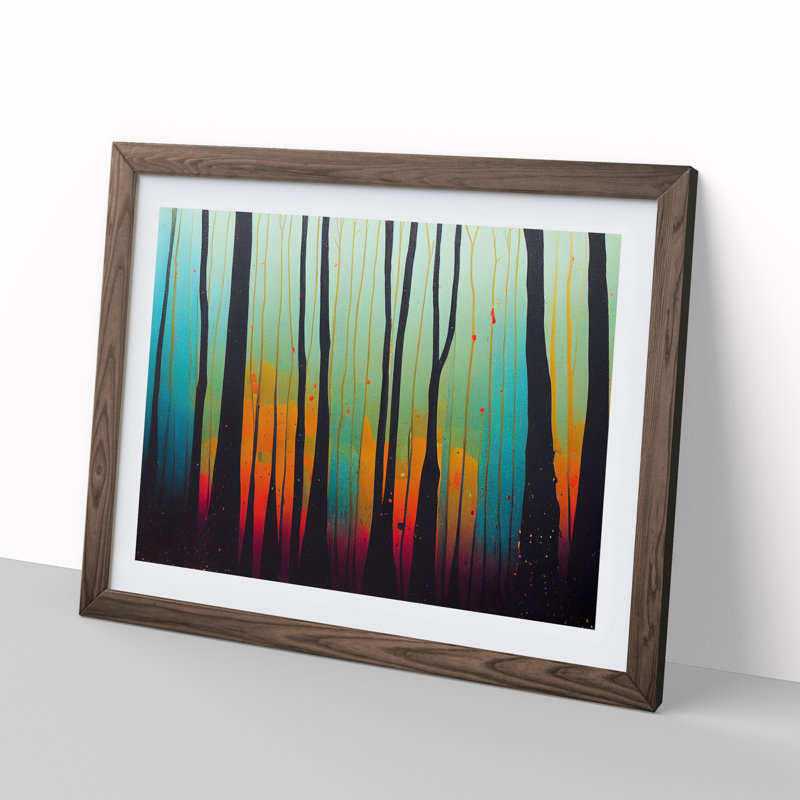 Splashed Forest Vol.1 Abstract - Single Picture Frame Print, 34cm H x 46cm W x 2cm D, Walnut