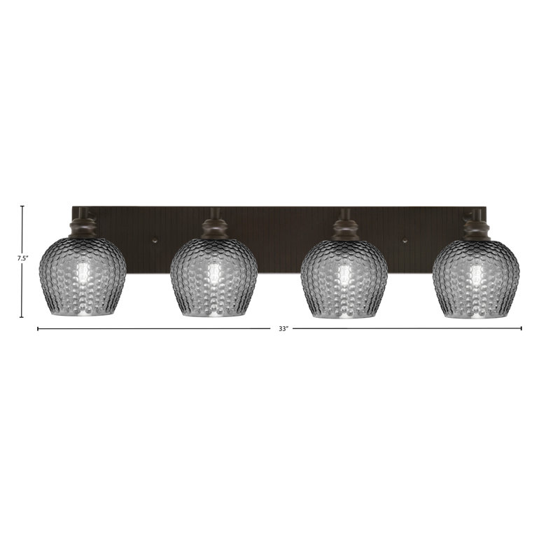 Barre d'éclairage de salle de bain 4 lumières avec verre 6 po Edge, Espresso, Fumée