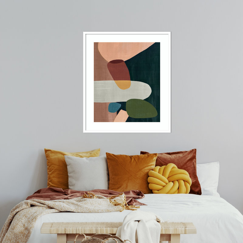 Stacking Pebbles I Mauve by Eva Watts, 33.5" H x 29" W x 0.75" D, Matte White