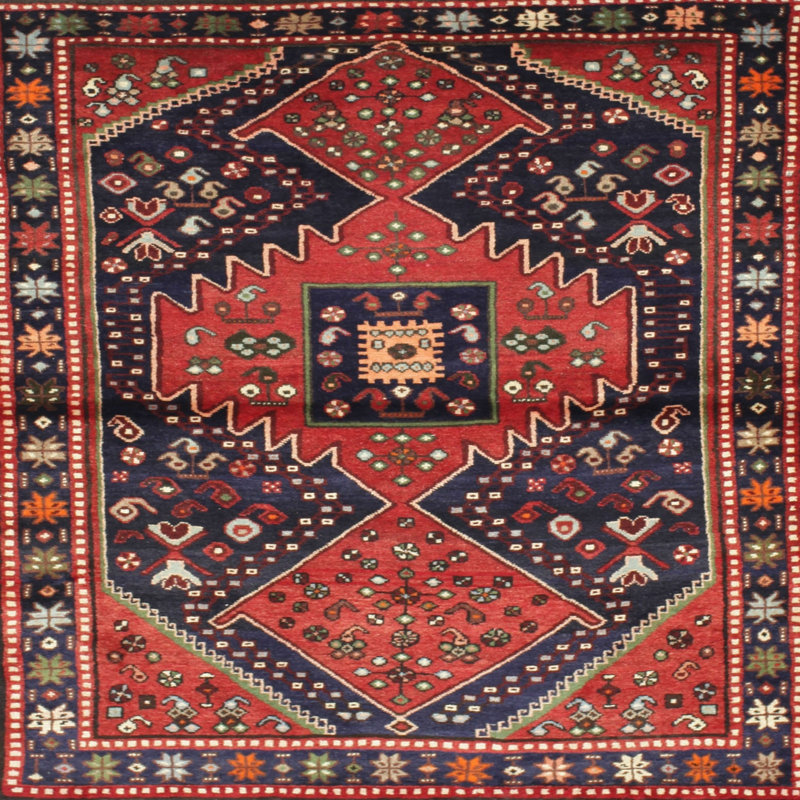 Oriental Area Rug in Red/Rust/Blues/Brown/Green, Square 8'