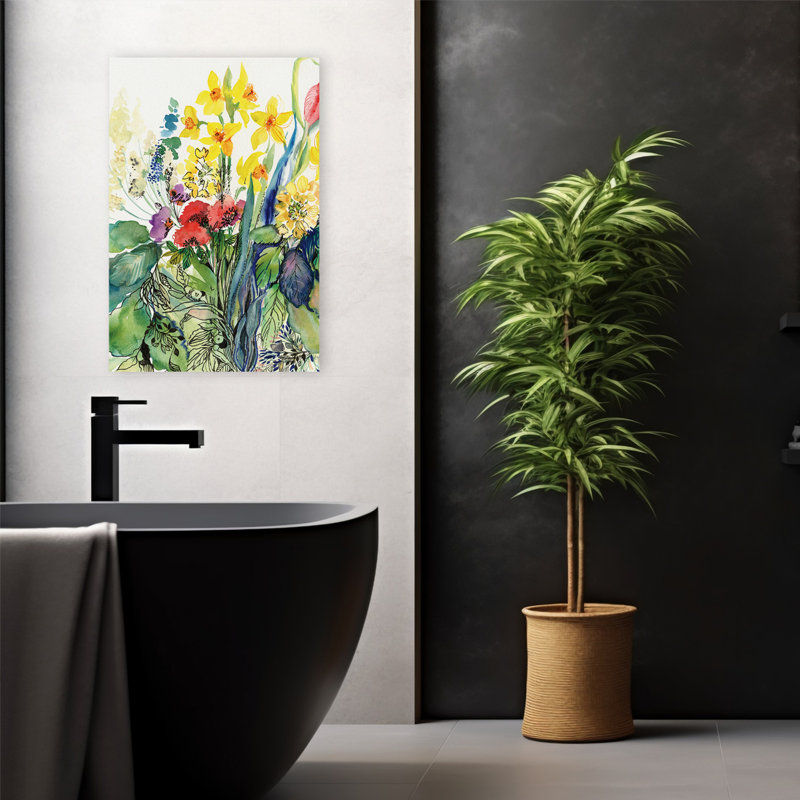 Éclat de jardin - art floral floral bleu, H 24 po x l 16 po