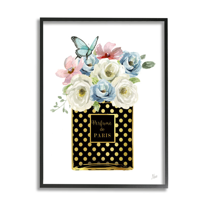 «Perfume De Paris Flower Bouquet On Wood» par Nan, impression, Giclée encadrée noir minuit, H 11 po x l 14 po x P 1,5 po
