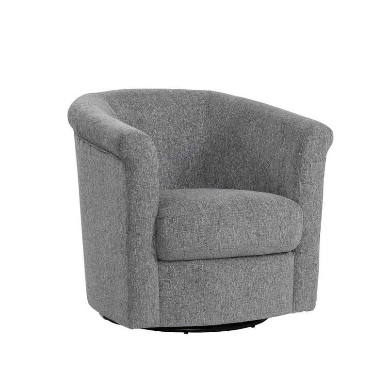 Pinehill Marvel 360 Swivel Barrel Chair, Yowza Chenille Gray Shingle