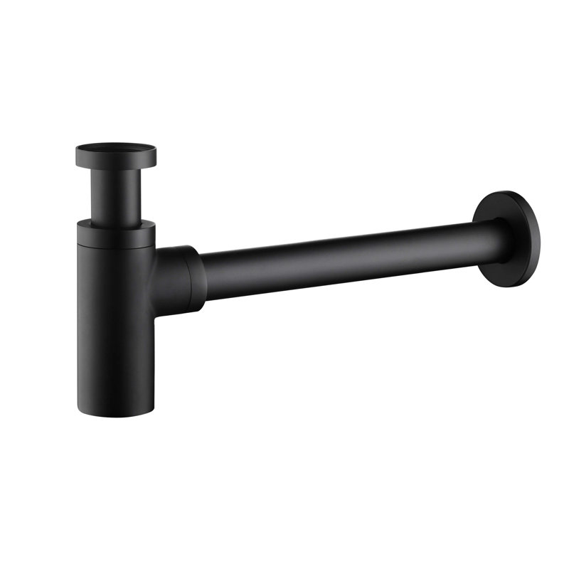 Kibi Bathroom Sink Decorative Round Bottle Trap, Matte Black