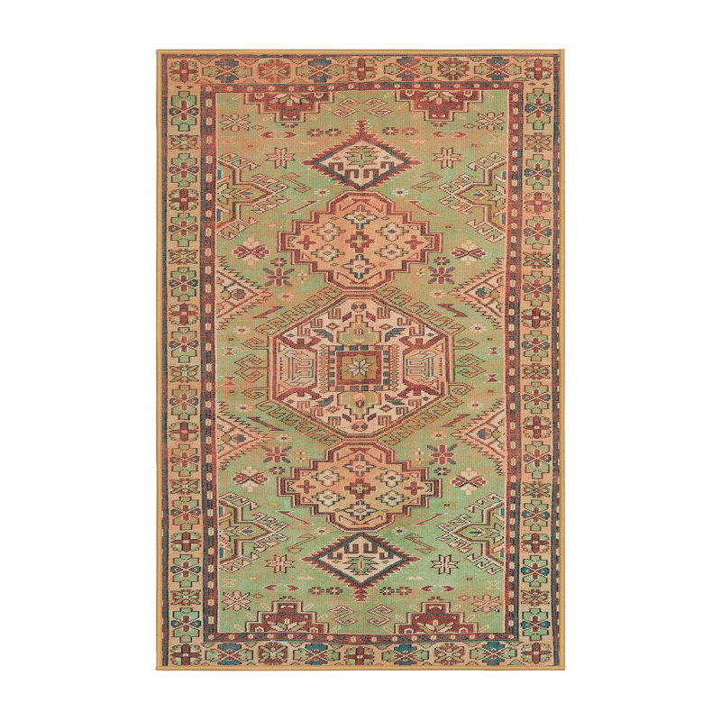 Tapis à motif géométrique Bouth / noir / bleu Boutant, Rectangle 7 pi x 10 pi