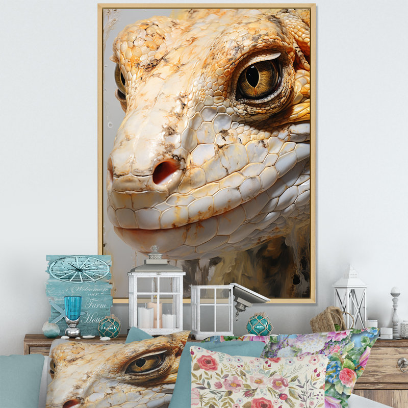 Curious Reptile Amphibian II - décoration murale Reptile / Amphibian, Cadre naturel flottant, H 40 po x l 30 po