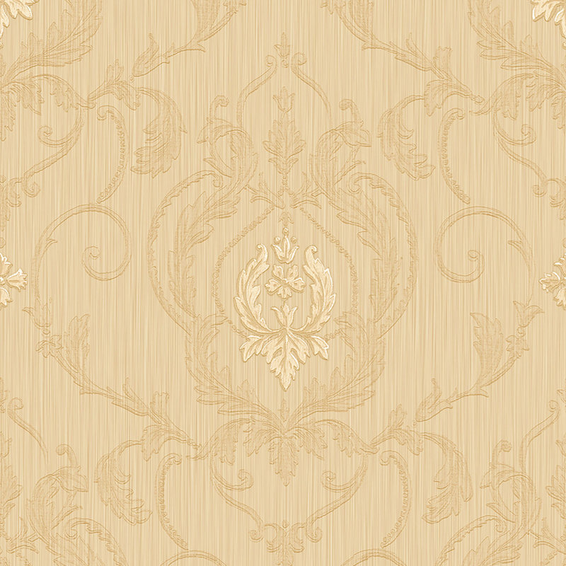 10m x 53cm 3D Embossed Matte Wallpaper Roll, Gold/Cream