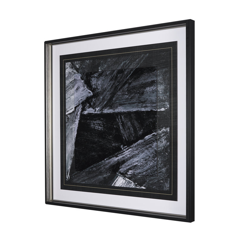 «Black Composition II», reproduction d'art encadrée texturée matte sous verre, Composition noire II