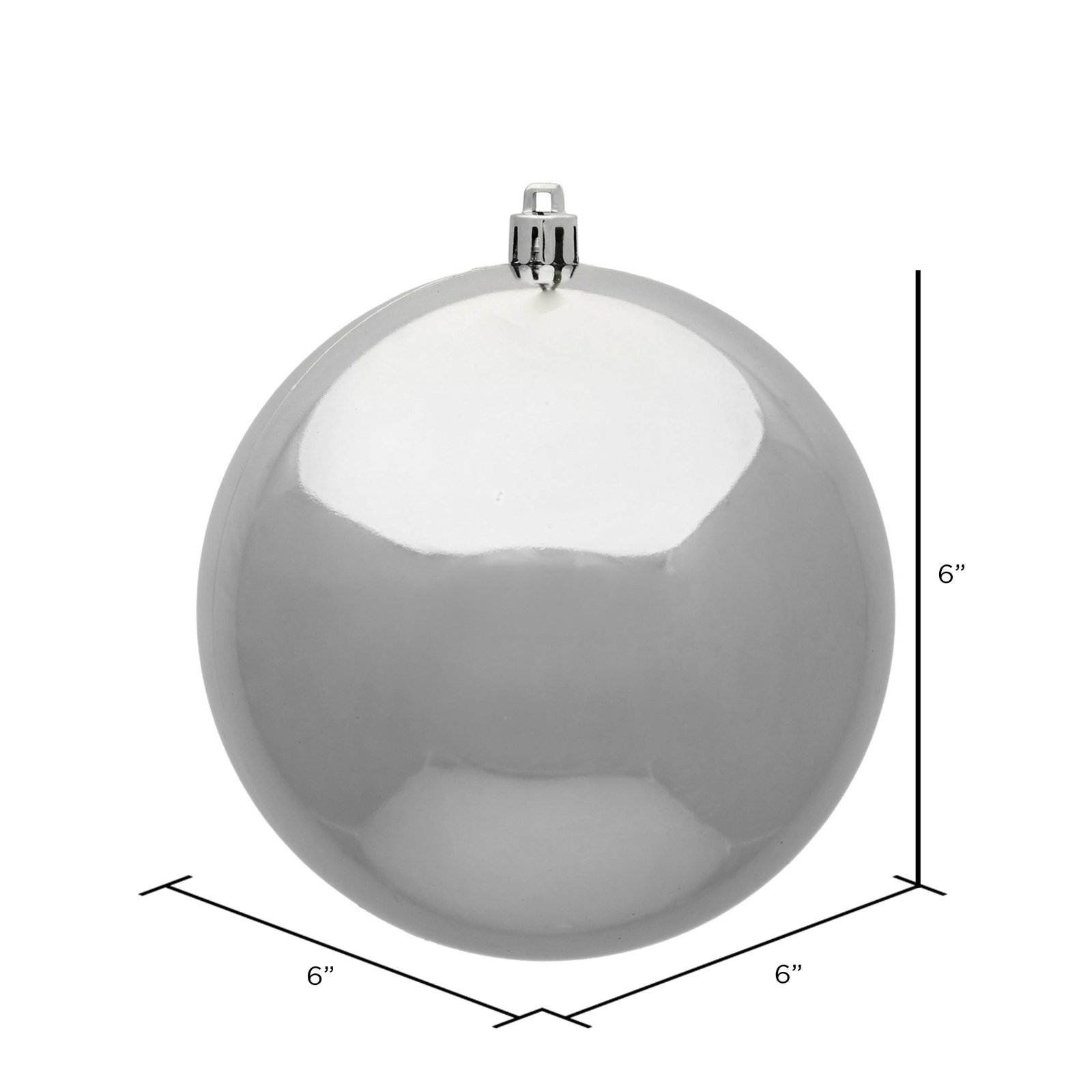 6" Shatterproof Bauble, Silver, 6" H x 6" W x 6" D