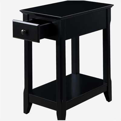 Table d'appoint noire avec tablette inférieure