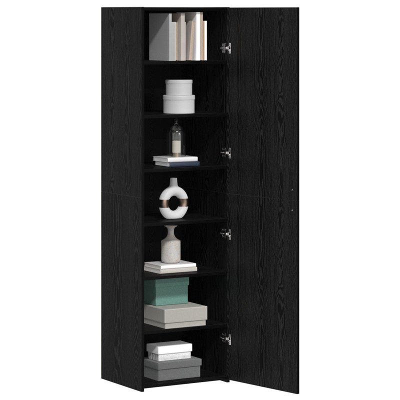Highboard 50X42.5X185 Cm Engineered Wood, Black Oak