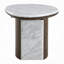 Table de bout Jima, plateau en marbre blanc de 20 po, base en placage brun