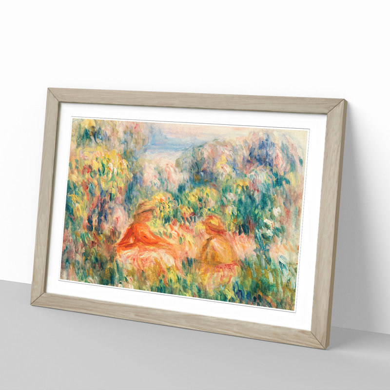 Two Women in a Landscape by Pierre-Auguste Renoir - Picture Frame Painting, Oak, 48cm H x 65cm W x 2cm D