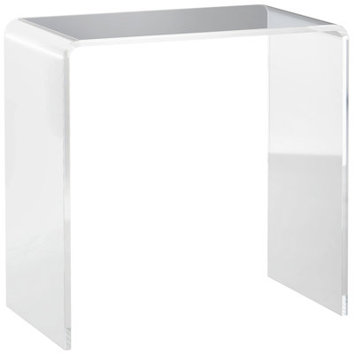 Clear Acrylic Rectangular Coffee Desk Table 21" Long - Stylish Office Rectangle All Clear, Modern & Unbreakable
