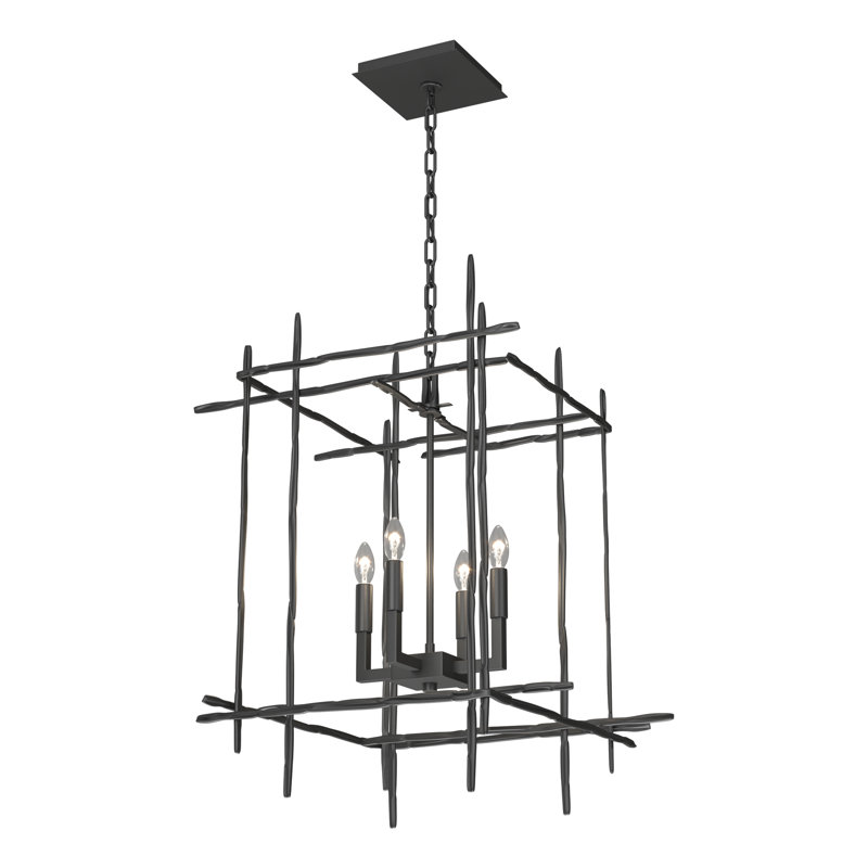 Tura 4 - Light Rectangle Chandelier, Black, Medium