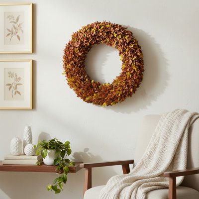 Heirloom 20" Handcrafted Preserved Real Boxwood Autumn Wreath