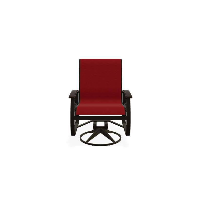Belle Isle Outdoor Dining Armchair, Kona P10, Textured Beachwood, Red 1D Sunbrella®