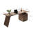 Modern Luxury Walnut Finish Desk With Storage Drawers And Built-In Power Outlets Home Office Study Workstation-1905998054