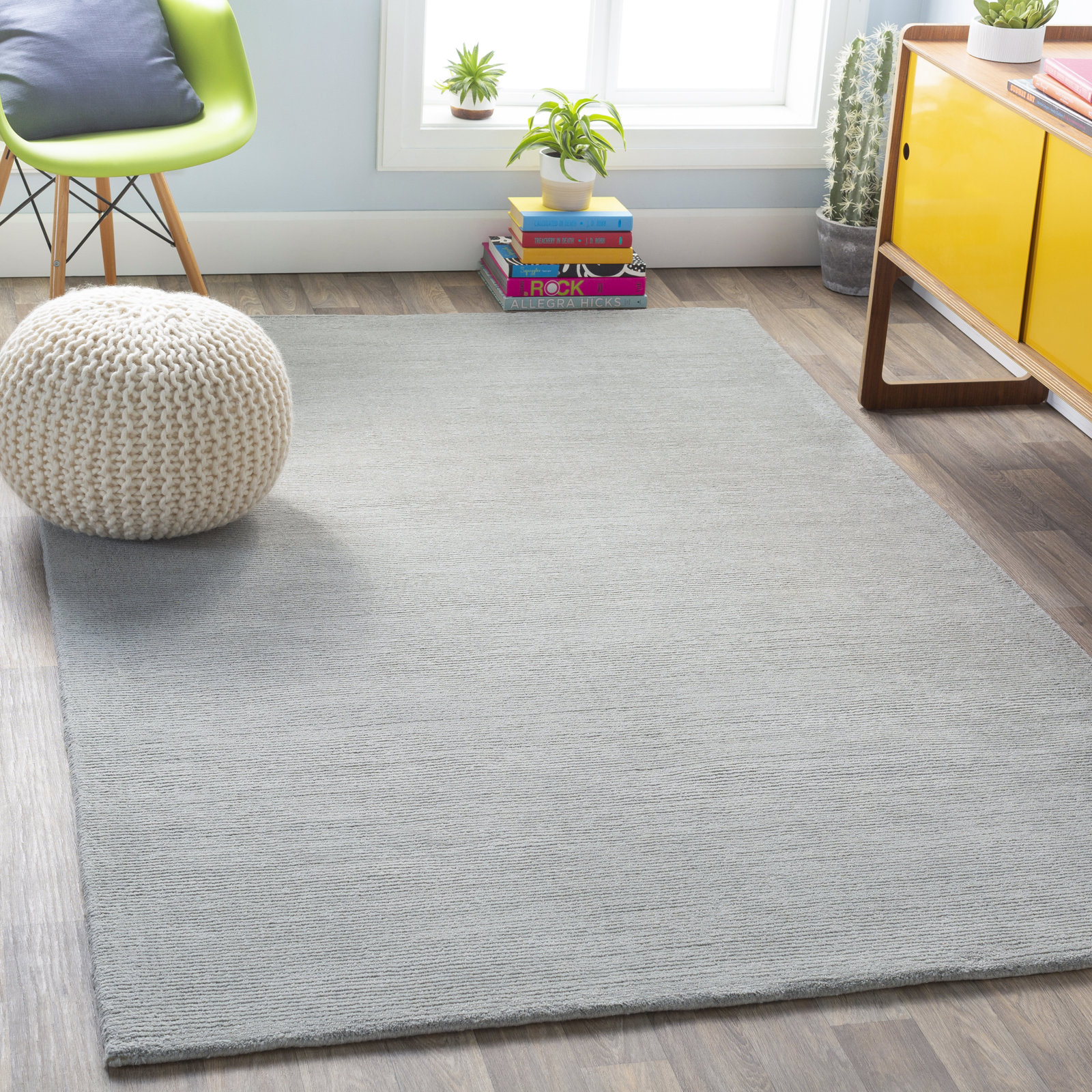 Crowe Gray Hand-Loomed Wool Rug, Rectangle 8' x 11'