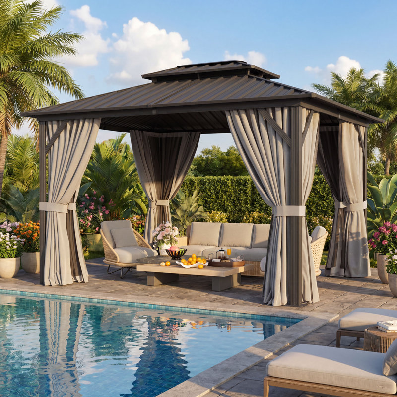  10 pi. L 10 pi. D Pavillon de jardin en aluminium avec double toit
