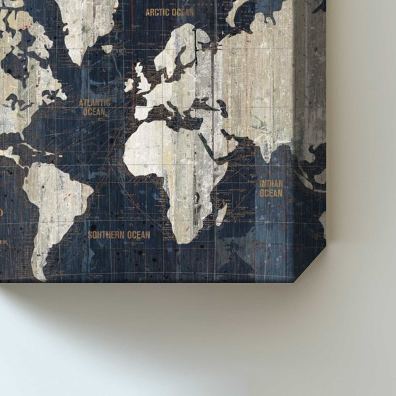 Old World Map Blue, 36" H x 24" W, Does Not Apply