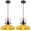 Luminaire suspendu à intensité variable 2 lumières avec abat-jour en verre transparent orange (ensemble de 2)-1566334516