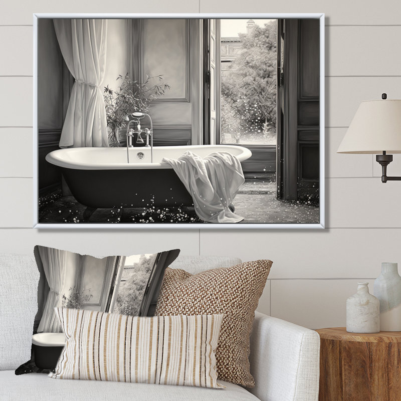 Minimalisme Bath of Serenity III - Laundry Art mural, H 12 po x l 20 po x P 1 po, Cadre flottant blanc