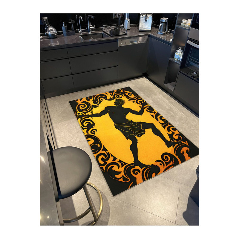 Tapis décoratif moderne noir, Rectangle 3'11" x 5'11" Rug Pad Included