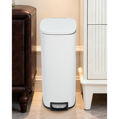 Poubelle de cuisine mince de 13 gallons, poubelle mince en acier inoxydable avec seau intérieur amovible et couvercle à fermeture douce, poubelle étroite pour le bureau de la salle de bain