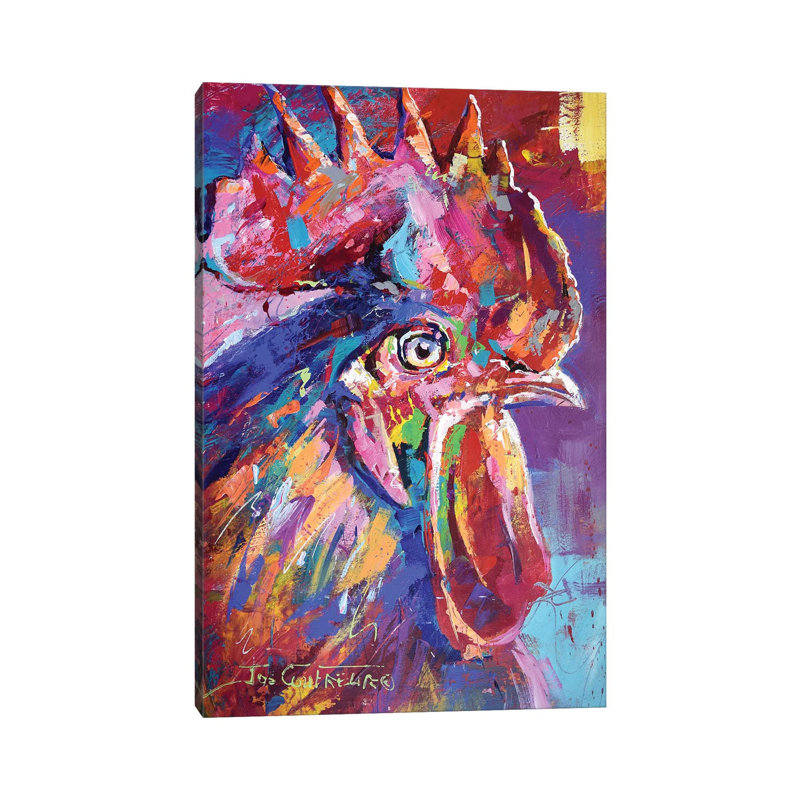 " Rooster " by Jos Coufreur, Wrapped Canvas, No Matte, 40" H x 26" W x 1.5" D