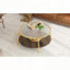 Table basse ronde à 2 niveaux avec plateau en verre et base dorée - noyer, 29,9 po