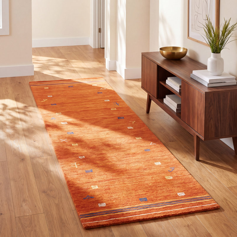 Danette Wool Rust Area Rug, Runner 2'3" x 8'