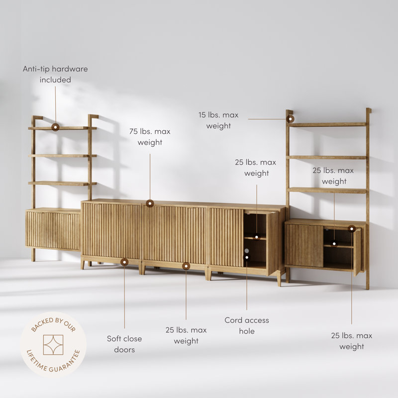 Coady Sideboard And Bookcase Set Entertainment Center, Natural