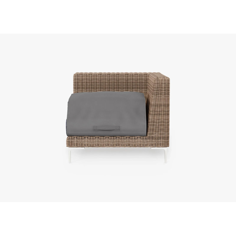 Brown Wicker Outdoor Sofa With Armless Chairs - 5 Seat, Deep Sea Navy
