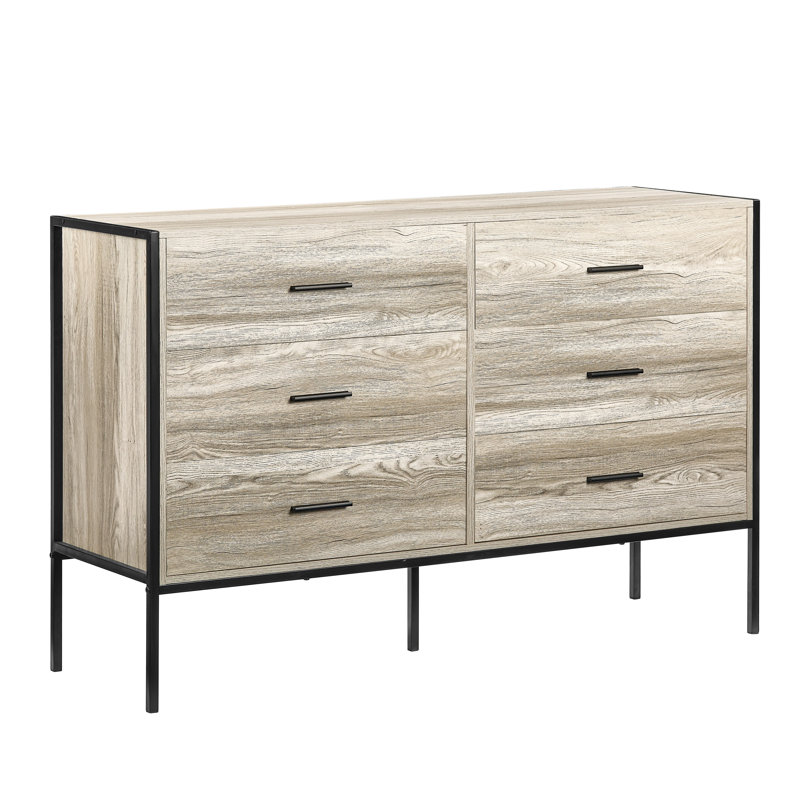 Oscar 6 Drawer 123Cm W Double Dresser, Grey