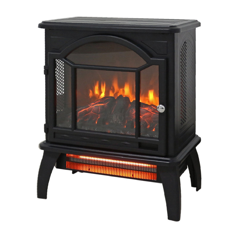 18''W Electric Fireplace Stove With Remote Control, Brown