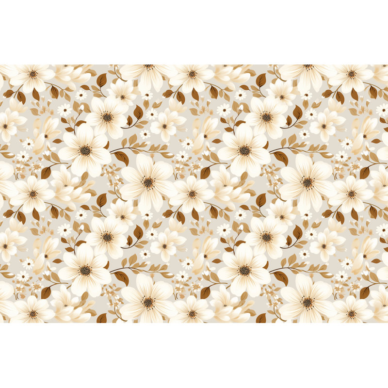 Polyester Floral Comforter, King Comforter, White/Beige