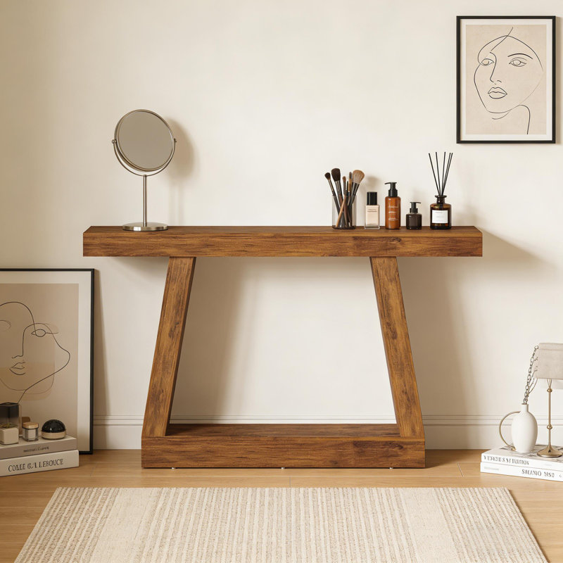 Dual-Tier Entryway Table,Sofa Table,Console Table,Side Table, 32.7" H x 55.1" W x 11.8" D, Brown