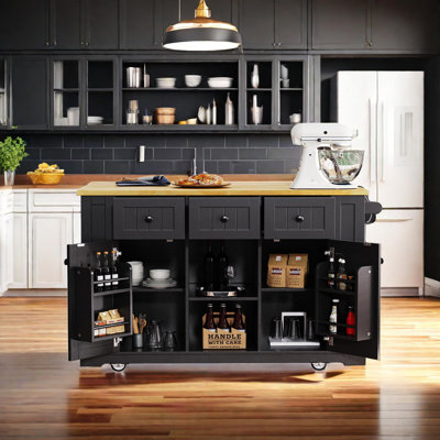 Braidon Rolling Kitchen Cart with Manufactured Wood Top