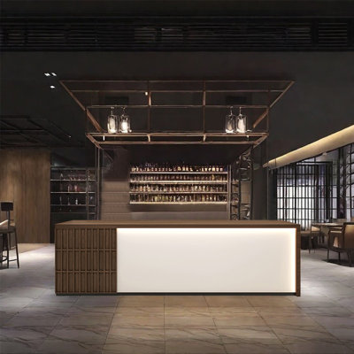 Large Rectangular Bar Counter，Rustic Reception Desk