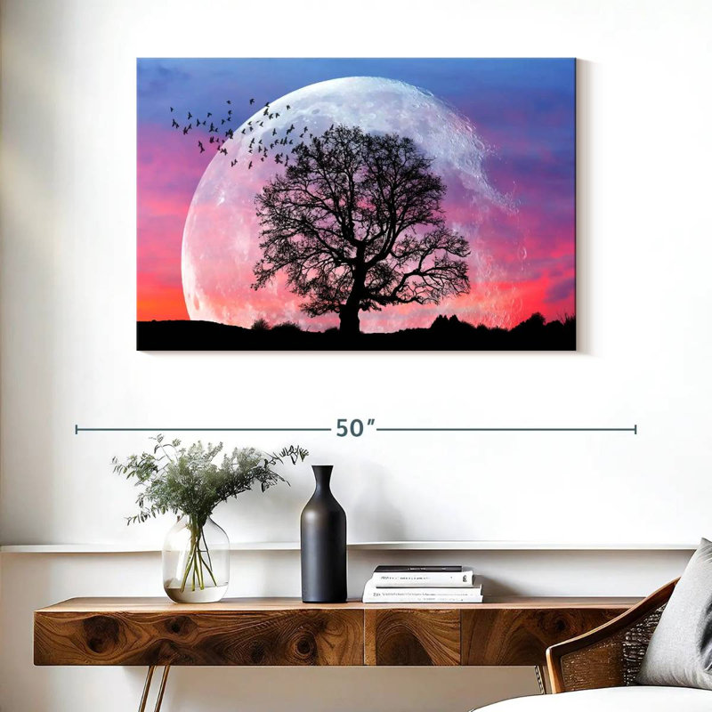 Silhouette d'arbre Harnek et d'oiseaux, H 26 po x l 39 po