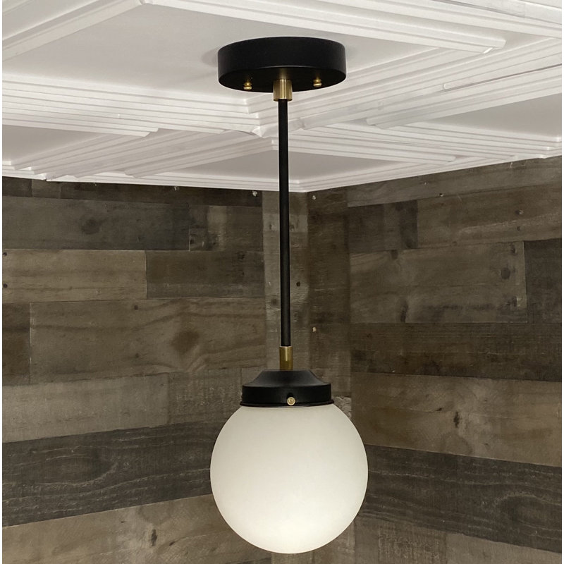 Luminaire suspendu sphérique Bellapais, Noir mat, Blanc