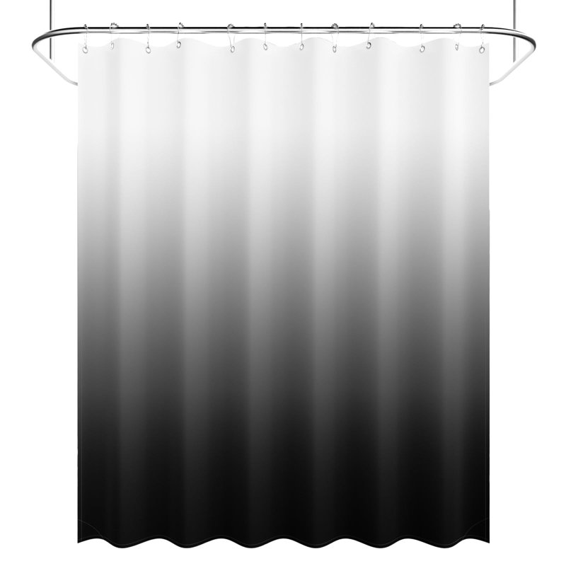 72 x 78 long rideau de douche ， noir et blanc dégradé - rideau de salle de bain imperméable, rideau de salle de bain moderne minimaliste