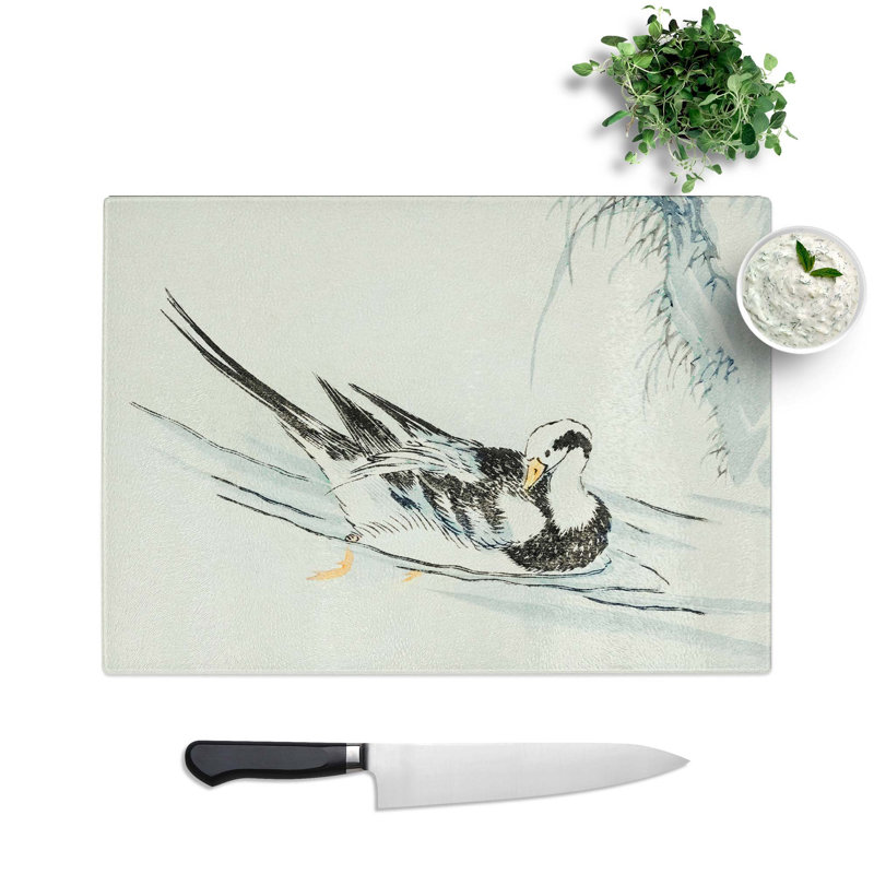Tempered Glass Wild Duck by Numata Kashu Chopping Board, 39 cm W x 28.5 cm L