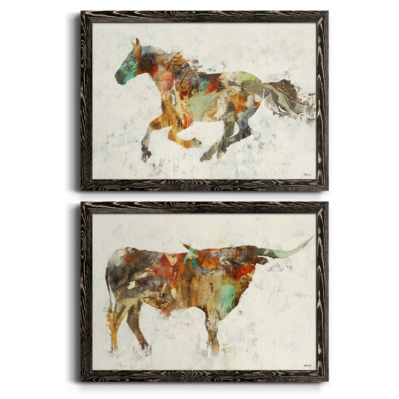 Totem II - ensemble de 2 reproductions, Toile avec cadre noir, H 37,5 po x l 55 po x P 1,5 po, Pas de tapis